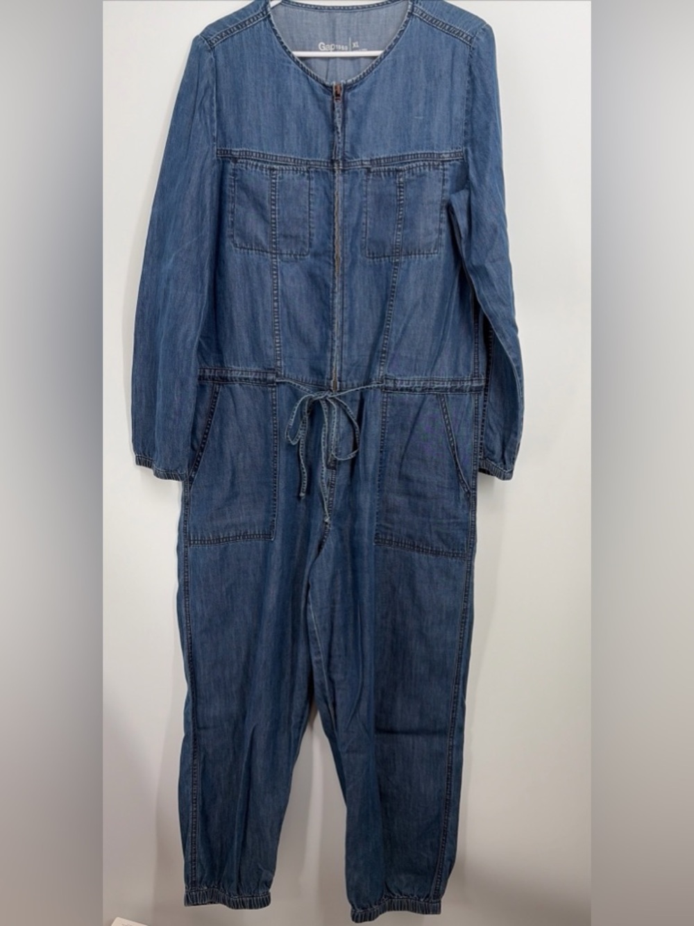 Gap 1969 denim zip-front jumpsuit Size XL NWOT Jogger Style